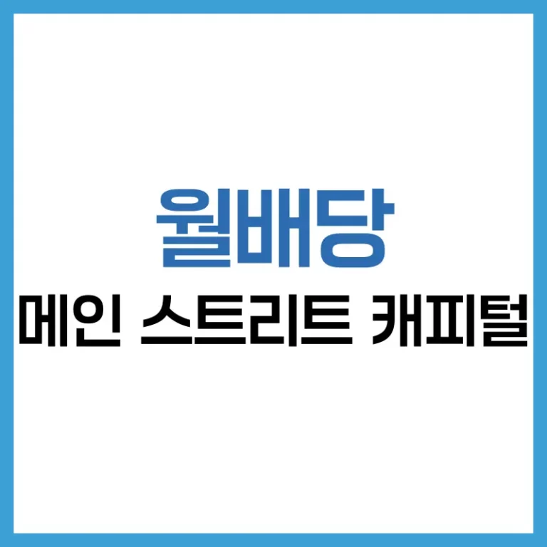 메인 스트리트 캐피털 배당 분석: 월배당의 강자, 2025년 주가와 투자 전략까지 2 메인 스트리트 캐피털 주가